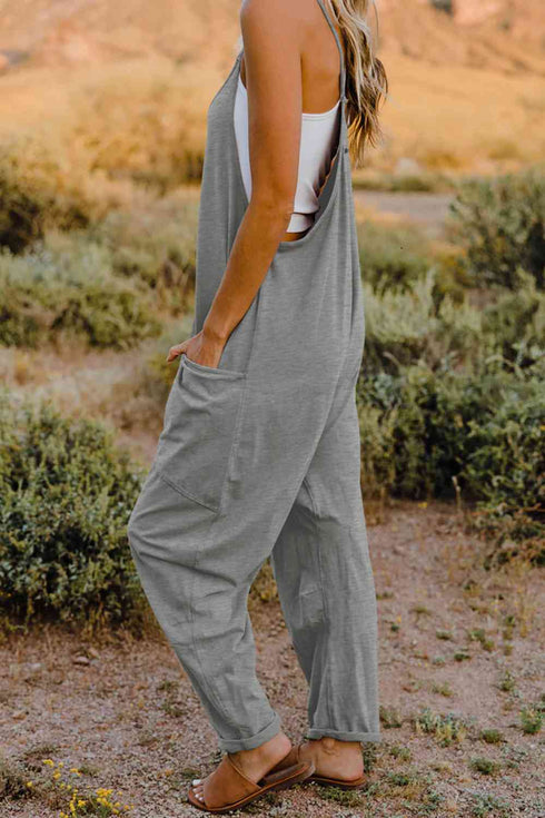 Double Take V-Neck Sleeveless Jumpsuit with Pocket - LISA MARIE BOUTIQUE