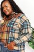 Double Take Plaid Curved Hem Shirt Jacket with Breast Pockets - LISA MARIE BOUTIQUE