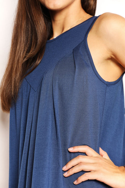 Double Take Round Neck Sleeveless Mini Dress - LISA MARIE BOUTIQUE