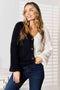 Woven Right Contrast Button-Front V-Neck Cardigan - LISA MARIE BOUTIQUE