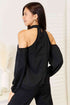 Double Take Grecian Cold Shoulder Long Sleeve Blouse - LISA MARIE BOUTIQUE