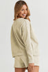Double Take Full Size Texture Long Sleeve Top and Drawstring Shorts Set - LISA MARIE BOUTIQUE