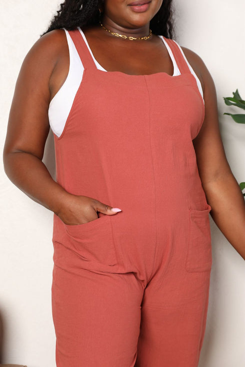 Double Take Wide Leg Overalls with Front Pockets - LISA MARIE BOUTIQUE