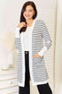 Double Take Striped Open Front Longline Cardigan - LISA MARIE BOUTIQUE