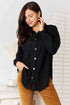 Double Take Waffle-Knit Collared Neck Dropped Shoulder Shirt - LISA MARIE BOUTIQUE