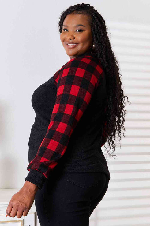 Heimish Sequin Reindeer Graphic Plaid Top - LISA MARIE BOUTIQUE