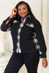 Double Take Plaid Collared Dropped Shoulder Jacket - LISA MARIE BOUTIQUE