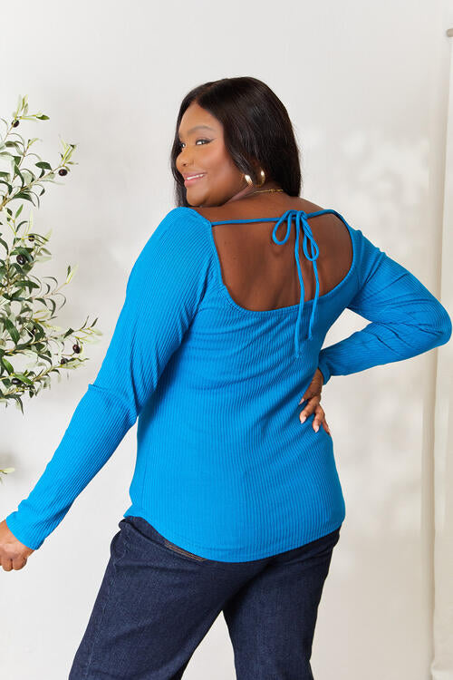 Culture Code Ribbed Sweetheart Neck Knit Top - LISA MARIE BOUTIQUE