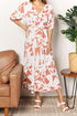 Double Take Printed Surplice Balloon Sleeve Dress - LISA MARIE BOUTIQUE