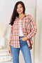 Double Take Plaid Collared Neck Long Sleeve Button-Up Shirt - LISA MARIE BOUTIQUE