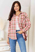 Double Take Plaid Collared Neck Long Sleeve Button-Up Shirt - LISA MARIE BOUTIQUE