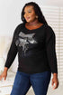 Double Take Sequin Graphic Dolman Sleeve Knit Top - LISA MARIE BOUTIQUE
