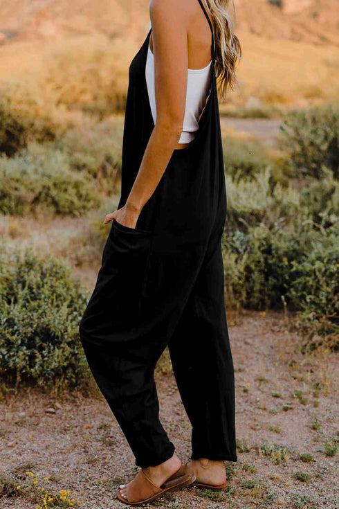 Double Take V-Neck Sleeveless Jumpsuit with Pocket - LISA MARIE BOUTIQUE