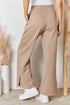 RISEN Wide Waistband Slit Wide Leg Pants - LISA MARIE BOUTIQUE
