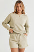 Double Take Full Size Texture Long Sleeve Top and Drawstring Shorts Set - LISA MARIE BOUTIQUE