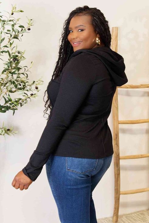 Culture Code Exposed Seam Long Sleeve Hoodie - LISA MARIE BOUTIQUE