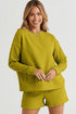 Double Take Full Size Texture Long Sleeve Top and Drawstring Shorts Set - LISA MARIE BOUTIQUE