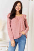 Double Take Square Neck Ruffle Shoulder Long Sleeve T-Shirt - LISA MARIE BOUTIQUE