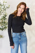 Culture Code Full Size Ribbed Round Neck Long Sleeve Top - LISA MARIE BOUTIQUE