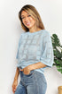 Double Take Ribbed Trim Round Neck Knit Top - LISA MARIE BOUTIQUE