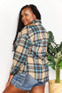 Double Take Plaid Curved Hem Shirt Jacket with Breast Pockets - LISA MARIE BOUTIQUE