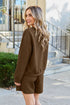 Double Take Full Size Texture Long Sleeve Top and Drawstring Shorts Set - LISA MARIE BOUTIQUE