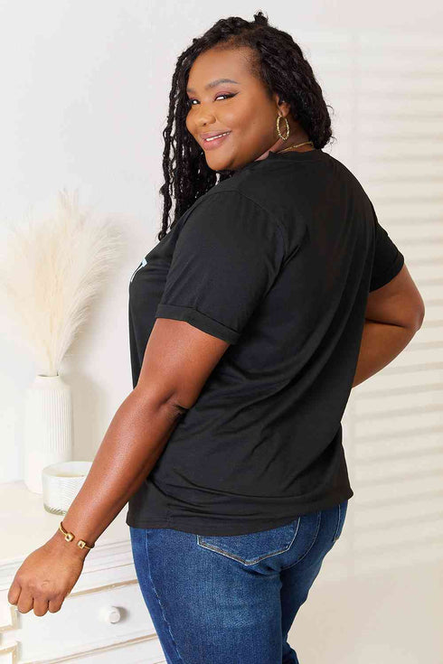 Simply Love Slogan Graphic Cuffed Sleeve T-Shirt - LISA MARIE BOUTIQUE