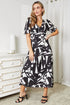 Double Take Printed Surplice Balloon Sleeve Dress - LISA MARIE BOUTIQUE