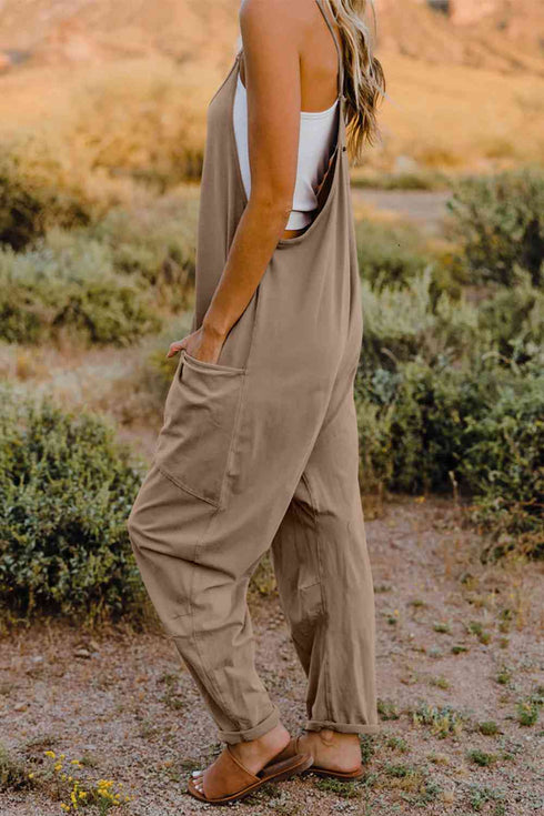 Double Take V-Neck Sleeveless Jumpsuit with Pocket - LISA MARIE BOUTIQUE