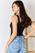Zenana Microfiber Notched Sleeveless Bodysuit - LISA MARIE BOUTIQUE