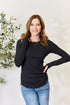 Culture Code Full Size Ribbed Round Neck Long Sleeve Top - LISA MARIE BOUTIQUE