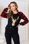 Heimish Sequin Reindeer Graphic Plaid Top - LISA MARIE BOUTIQUE