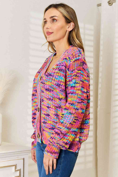 Woven Right V-Neck Long Sleeve Cardigan - LISA MARIE BOUTIQUE