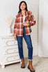 Double Take Plaid Collared Neck Long Sleeve Shirt - LISA MARIE BOUTIQUE