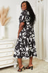 Double Take Printed Surplice Balloon Sleeve Dress - LISA MARIE BOUTIQUE