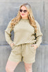 Double Take Full Size Texture Long Sleeve Top and Drawstring Shorts Set - LISA MARIE BOUTIQUE