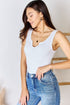 Zenana Microfiber Notched Sleeveless Bodysuit - LISA MARIE BOUTIQUE