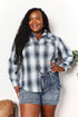 Double Take Plaid Dropped Shoulder Shirt - LISA MARIE BOUTIQUE