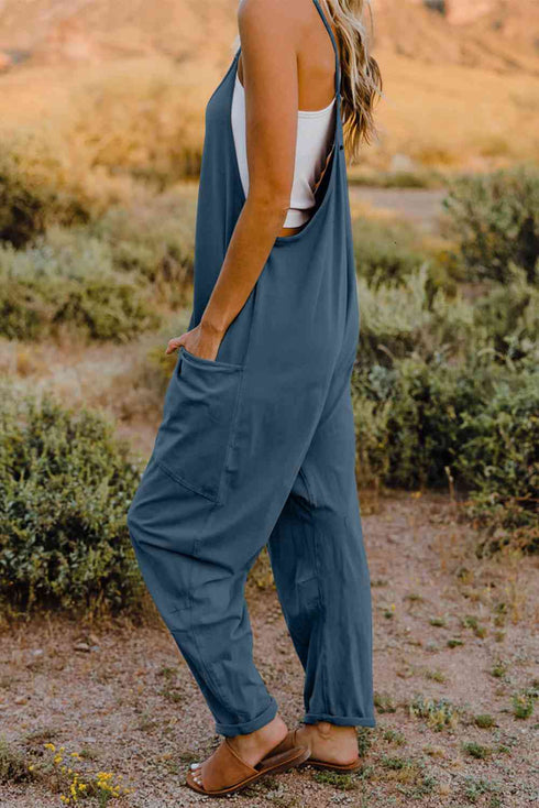 Double Take V-Neck Sleeveless Jumpsuit with Pocket - LISA MARIE BOUTIQUE