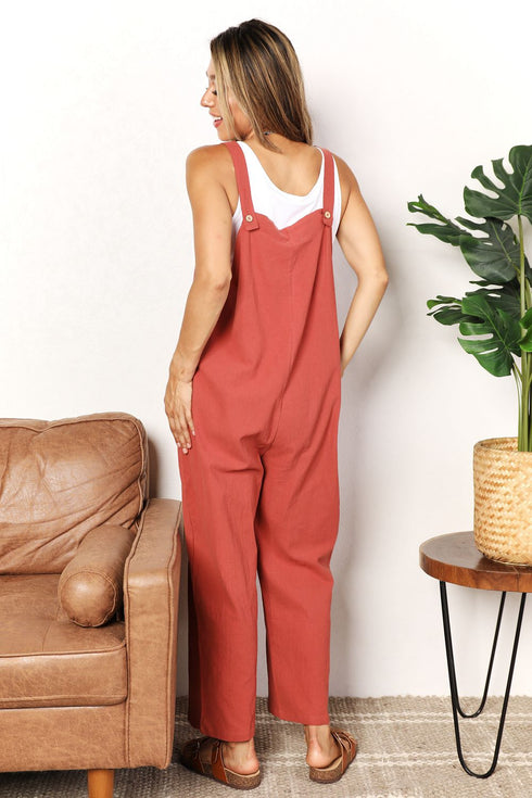 Double Take Wide Leg Overalls with Front Pockets - LISA MARIE BOUTIQUE