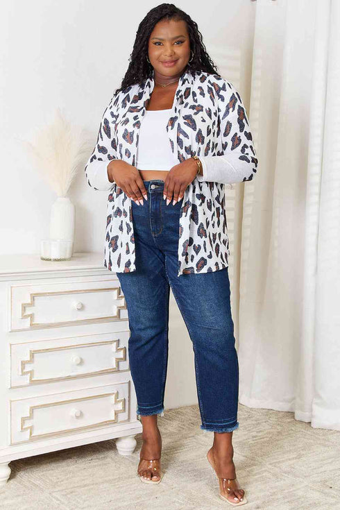 Double Take Leopard Long Sleeve Cardigan - LISA MARIE BOUTIQUE