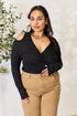 Culture Code Ribbed Surplice Cold Shoulder Top - LISA MARIE BOUTIQUE