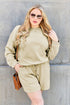 Double Take Full Size Texture Long Sleeve Top and Drawstring Shorts Set - LISA MARIE BOUTIQUE