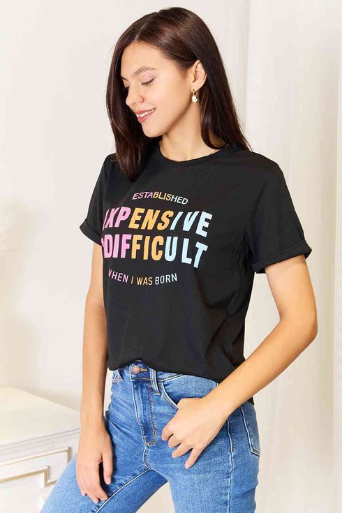 Simply Love Slogan Graphic Cuffed Sleeve T-Shirt - LISA MARIE BOUTIQUE