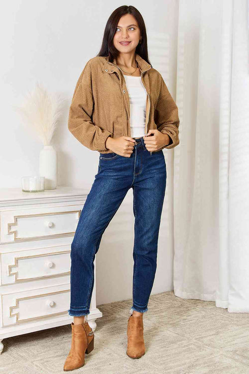 Double Take Long Sleeve Dropped Shoulder Jacket - LISA MARIE BOUTIQUE