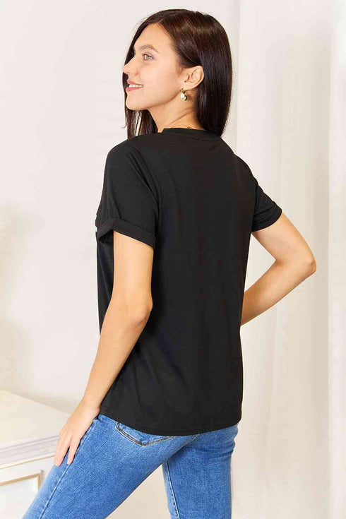Simply Love Slogan Graphic Cuffed Sleeve T-Shirt - LISA MARIE BOUTIQUE