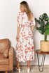 Double Take Printed Surplice Balloon Sleeve Dress - LISA MARIE BOUTIQUE
