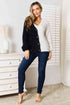 Woven Right Contrast Button-Front V-Neck Cardigan - LISA MARIE BOUTIQUE