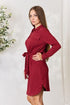 Culture Code Tie Front Half Zip Long Sleeve Shirt Dress - LISA MARIE BOUTIQUE