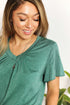 Double Take Ruched V-Neck Short Sleeve T-Shirt - LISA MARIE BOUTIQUE